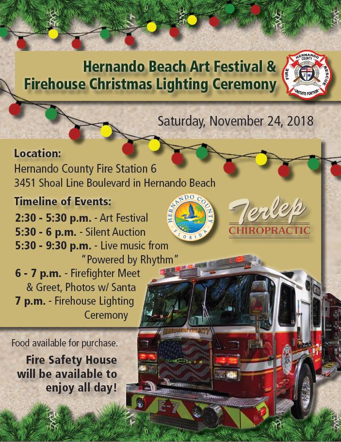 Hernando Beach Art Festival & Firehouse Lighting Ceremony 2018 Flier