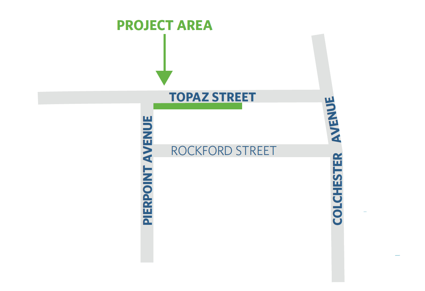 Topaz Street Drainage Improvement Project Area - located on the corner of Pierpoint Ave and Topaz St along Topaz